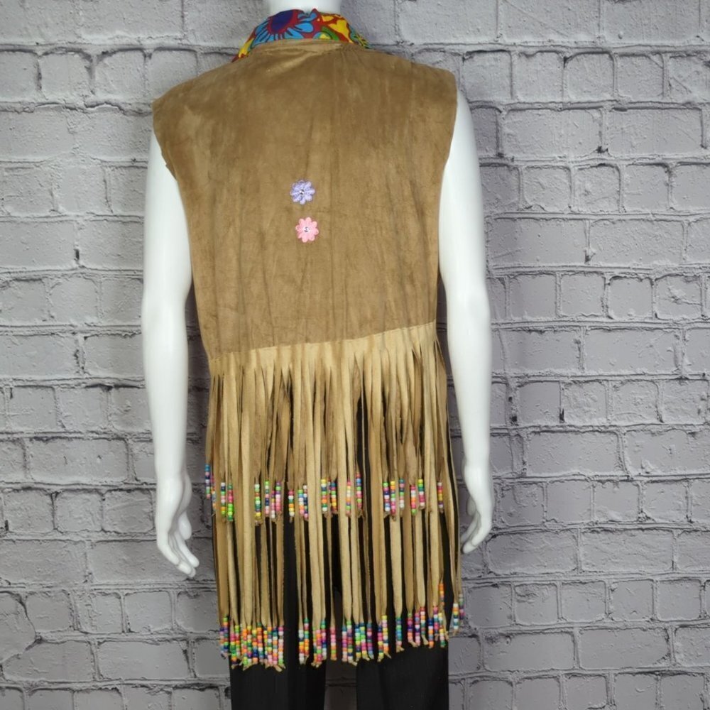60's Flower Child Handmade Vest and Bell Bottom Jean Costume, Women's XL - Picture 4 of 14